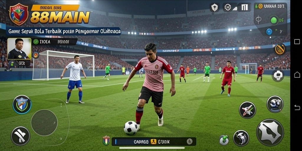 Tangkapan layar gameplay mendebarkan dari 88MAIN dengan aksi sepak bola yang intens.