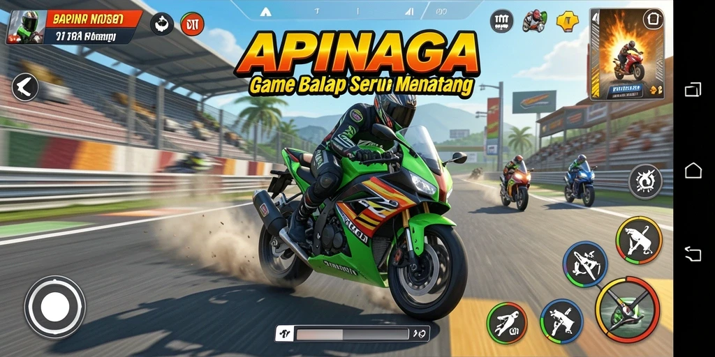 Screenshot menampilkan gameplay balap motor yang seru dan mendebarkan.