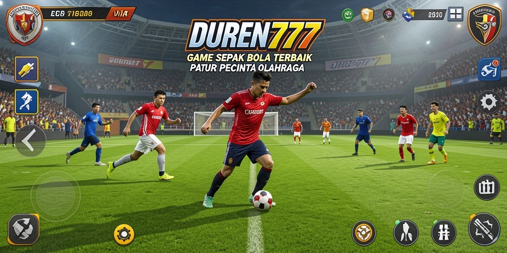 Tampilan gameplay seru dalam DUREN777, aksi di lapangan sepak bola.