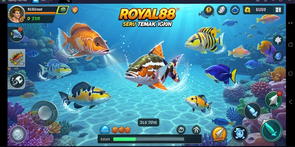Screenshot gameplay ROYAL88 yang menampilkan aksi menembak ikan.