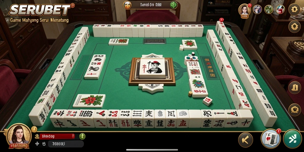 Tampilan gameplay SERUBET dengan ubin Mahjong yang menarik.