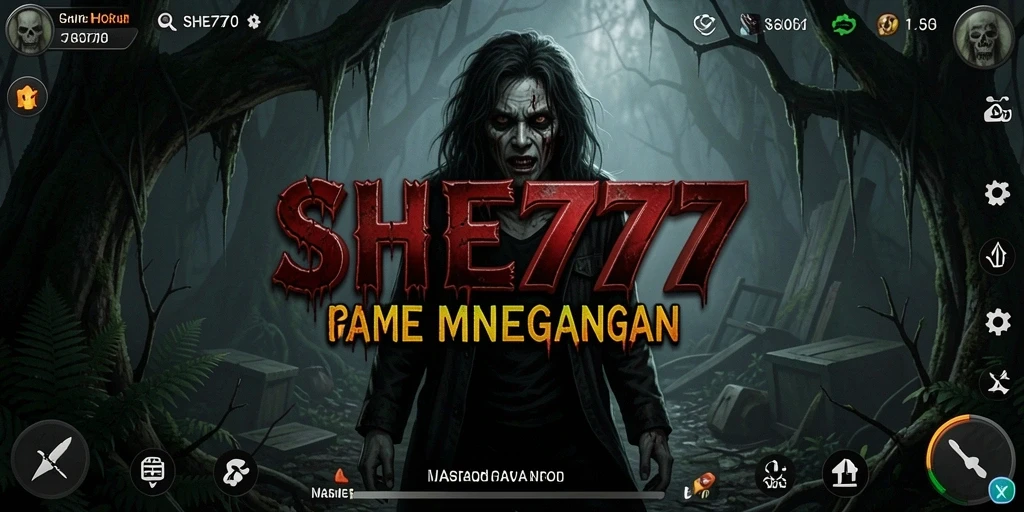 Screenshot utama menunjukkan suasana mencekam dan gameplay menegangkan dari SHE777.