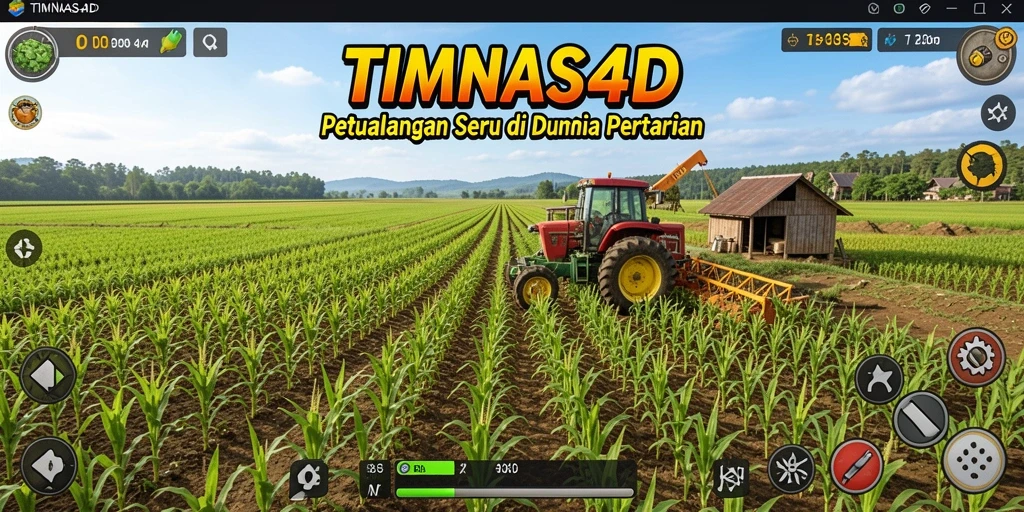 Screenshot menunjukkan tampilan indah ladang pertanian dalam TIMNAS4D.
